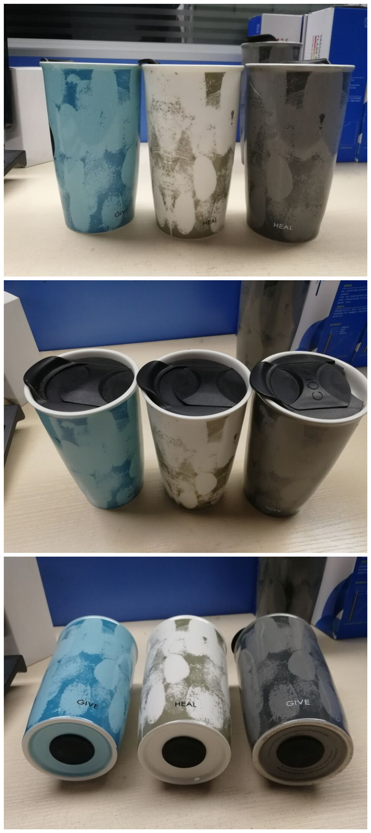 12oz 350ml Double Wall Porcelain Ceramic Mug with Slip Lid