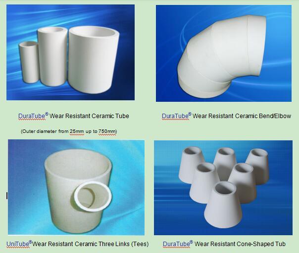Wear and Corrosion Resistant Ceramic Part Liner Tubes