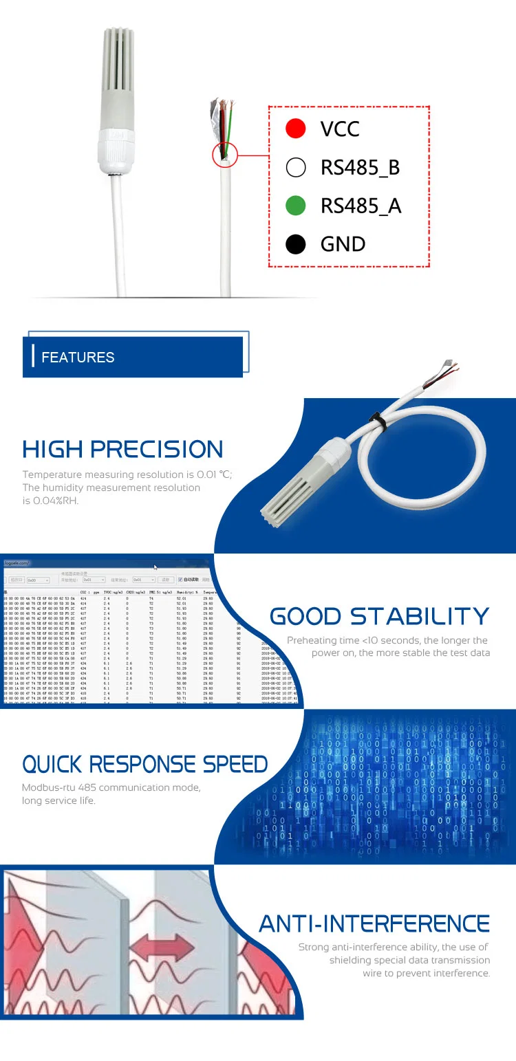 Best Temp Moisture Humidity Meter RS485 High Quality Digital Temperature Sensor
