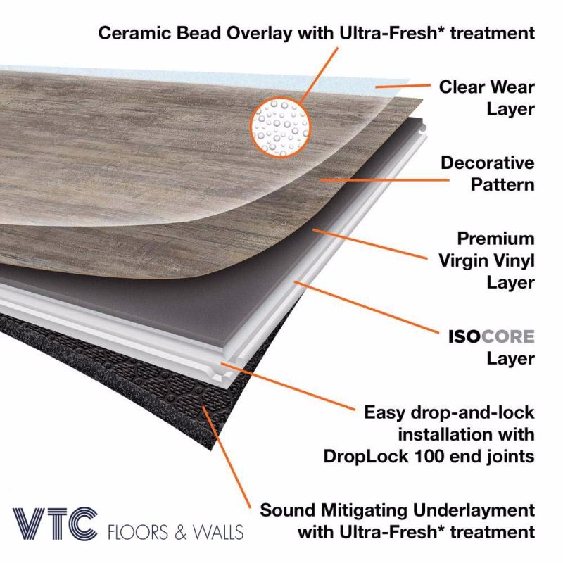 Waterproof Wear Resistant Anti-Slip Commercial Indoor WPC Tile Plank