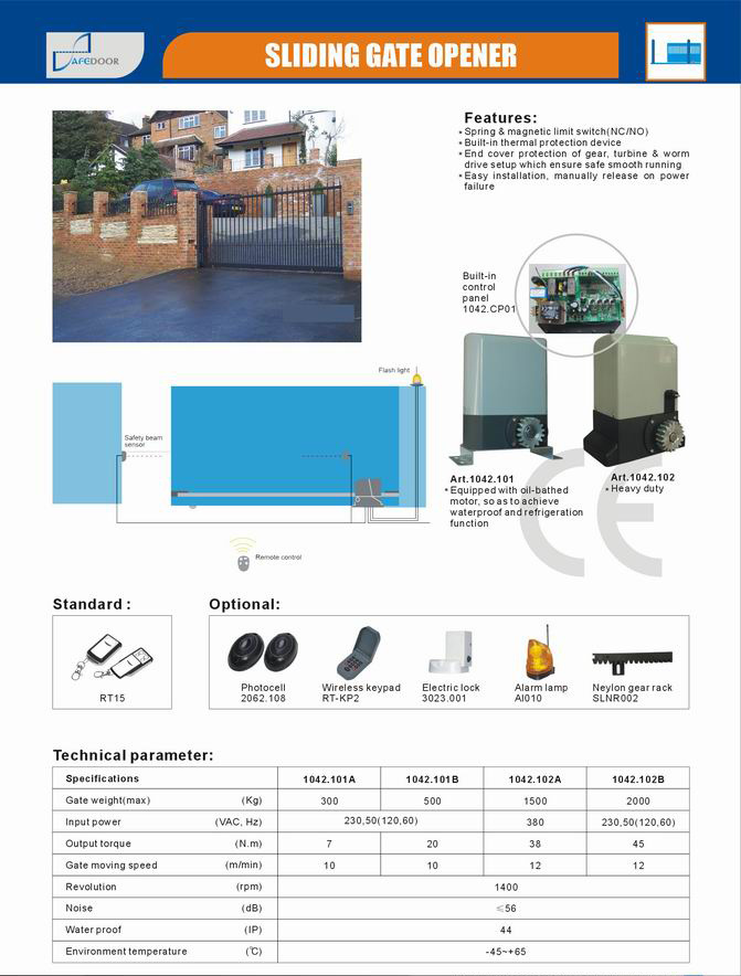 Economic and Light Duty Sliding Gate Opener/ Sliding Gate Motor