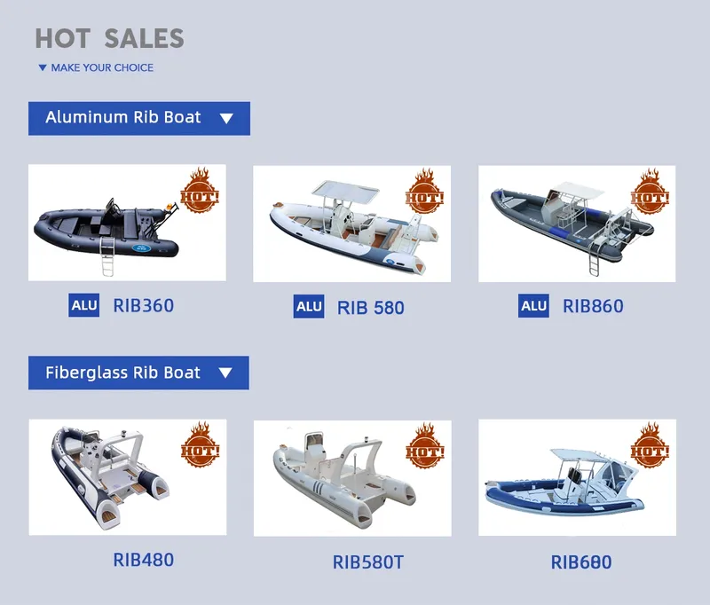 Racing Boat Aluminum Rib 760 Orca Hypalon Inflatable Cabin Racing Boat for Sale