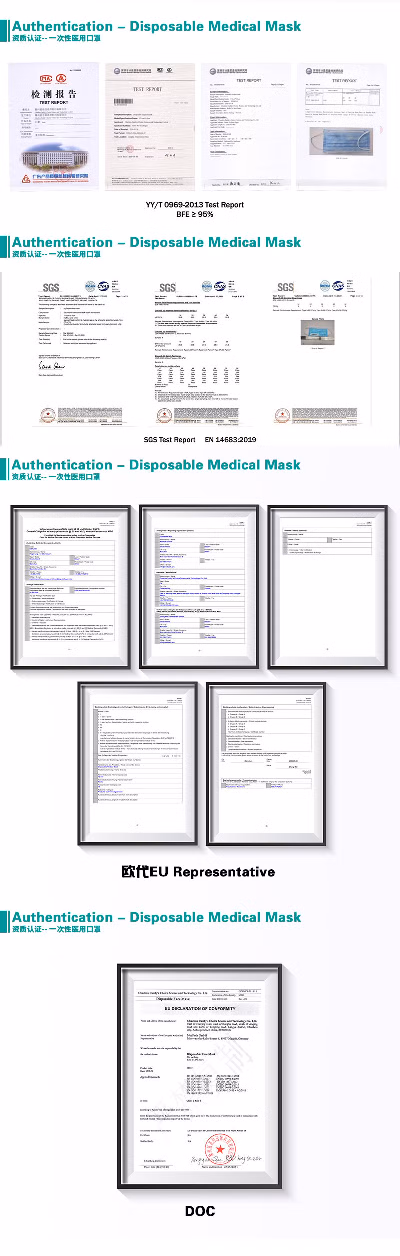 Disposable 3-Ply Non-Woven Medical Protective Face Mask Made in China