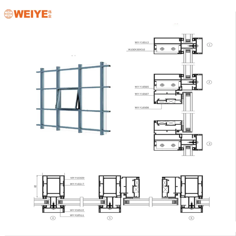 Exterior Building Aluminum Frame Exterior Wall Reflected Glass Curtain Wall