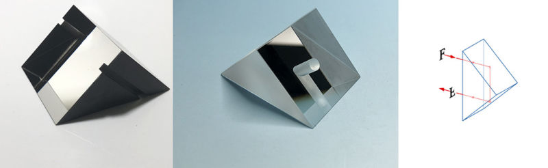 Optical Right Angle Prism with Aluminium on Angular Surface