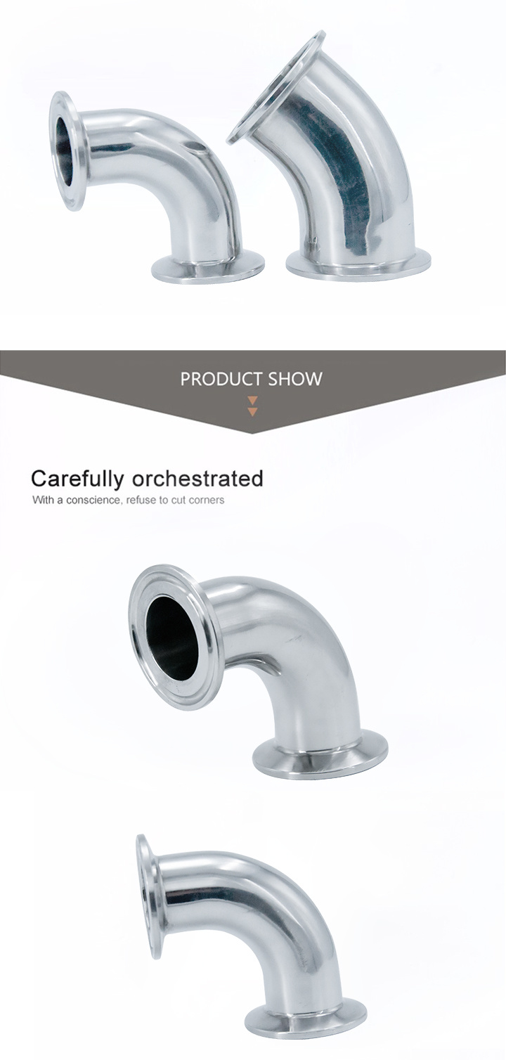 2"China Stainless Steel Pipe Sanitary Fittings 45degree 90degree Elbow