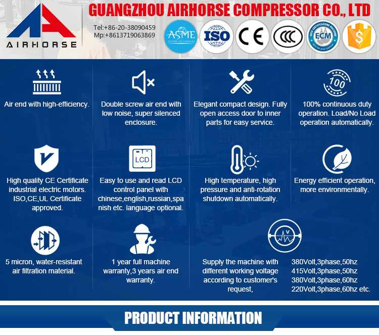 Excellent Quality 11kw15HP Single Screw Air Compressor Air Compressor Oilless Air Compressors