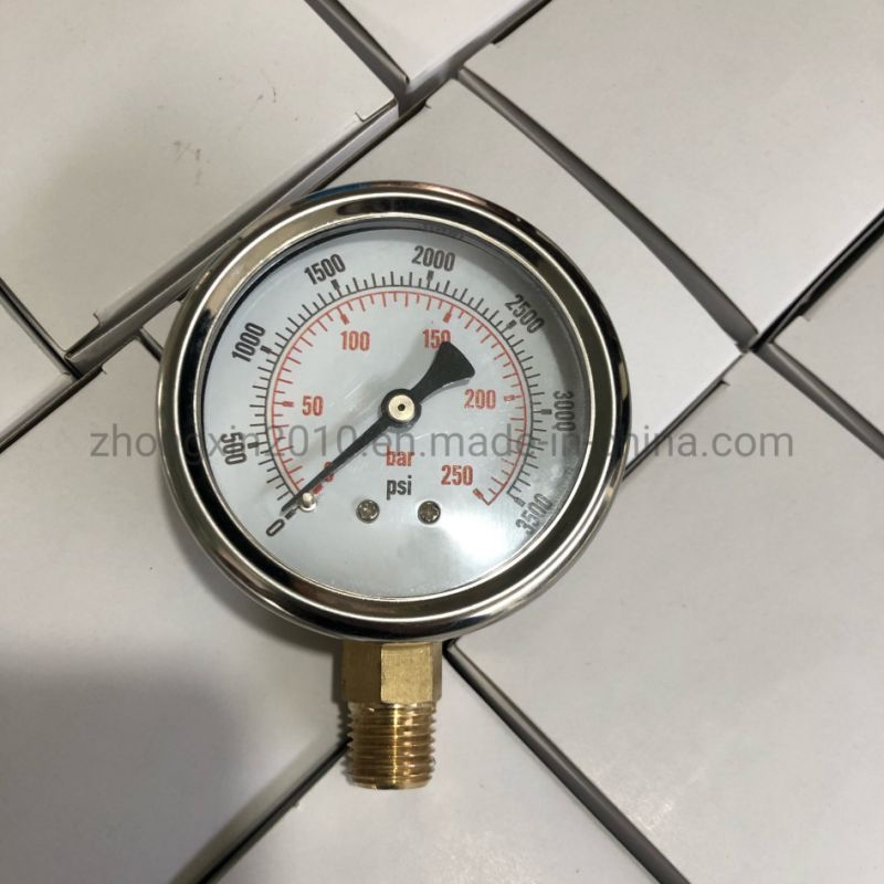 2.5''inch Pressure Gauge Bottom Connection Liquid-Filled Manometer