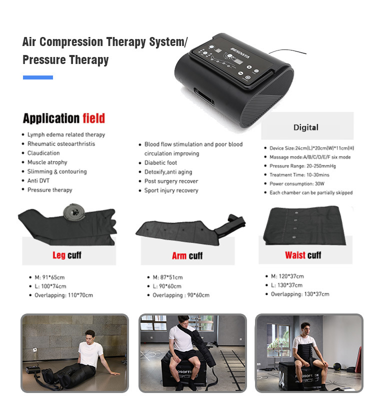 4 Chamber Air Pressure Compression Leg Massager Compression Therapy Machine for Sports Recovery