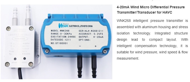 Air Differential Pressure Sensor Pressure Transmitter 50PA 100PA