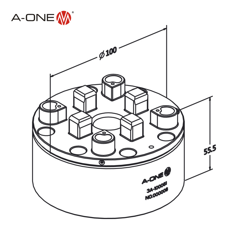 a-One R Pneumatic 4 Jaw Chuck for CNC EDM Machining