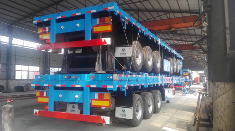 40FT Container 3axles Single Tyre Air Suspension Flatbed Semi Trailer