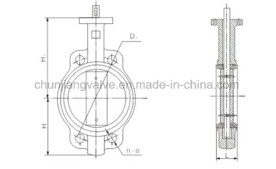 Hot Sale Industrial Ductile Iron Manual Wafer Butterfly Valve DN65