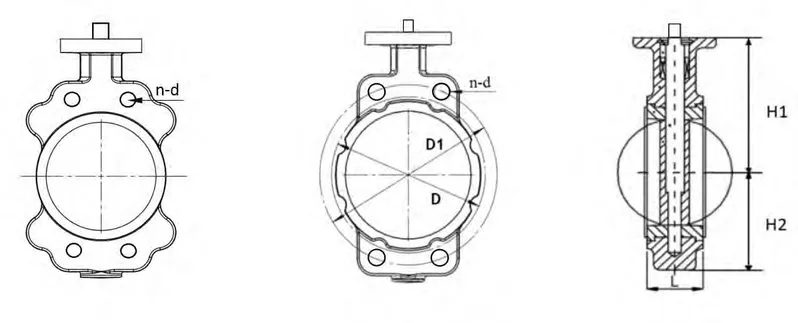 125lb 150lb Di NBR Seated Semi-Lug Butterfly Valve