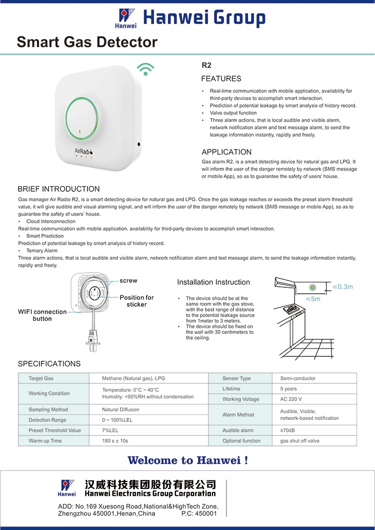 Airradio Wireless Smart Natural Gas Alarm with Gas Shut-off Valve