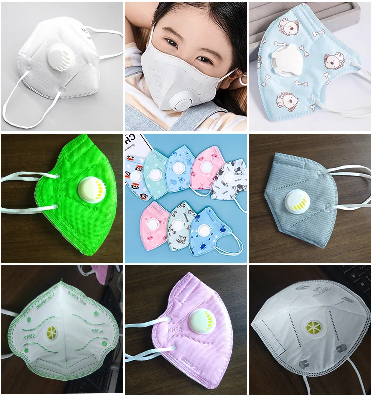 Kids Use Valve Folding Type Colorful Disposable Protective 4ply KN95 Face Mask with Valve