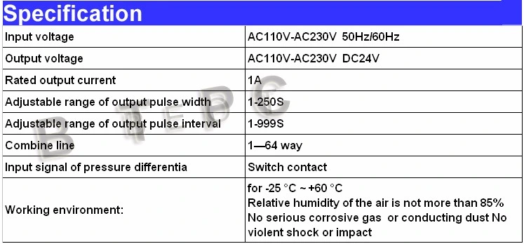 Ce AC220V 110V 24VDC Dust Filter Pulse Valve Timer Controller