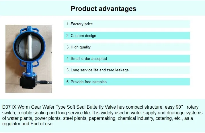 Handwheel NBR EPDM Viton Seat Wafer Butterfly Valve