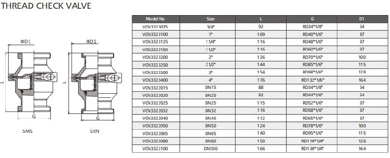 SS304 Non Return Valve Check Valve