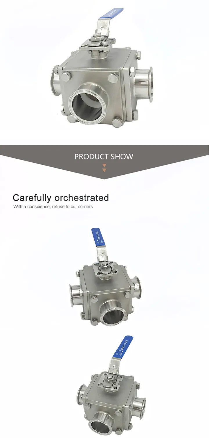 Multi-Port Ss 304 Manual Three Way Non-Retention Ball Valve