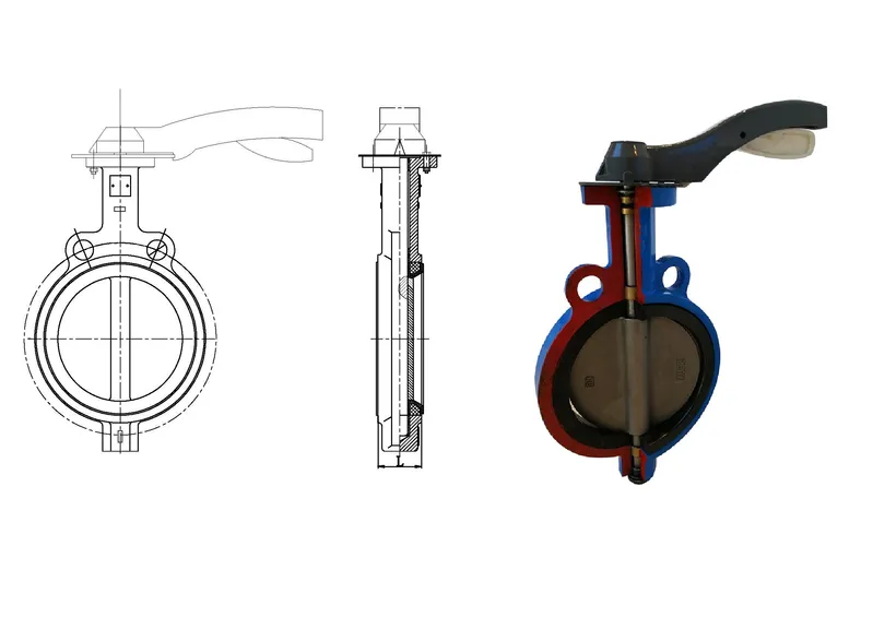 DIN Handles Stainless Steel PTFE Lined Wafer Type Butterfly Valve