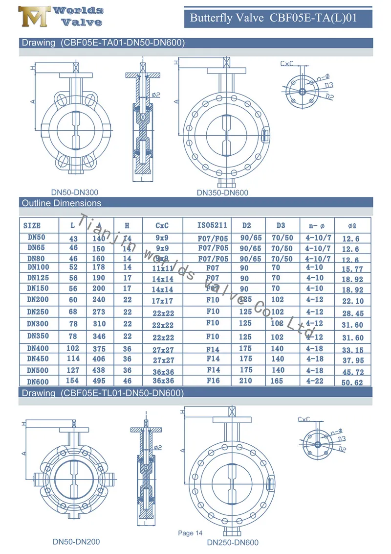 Thread End Connection Lug Butterfly Valve with Full PTFE Lined