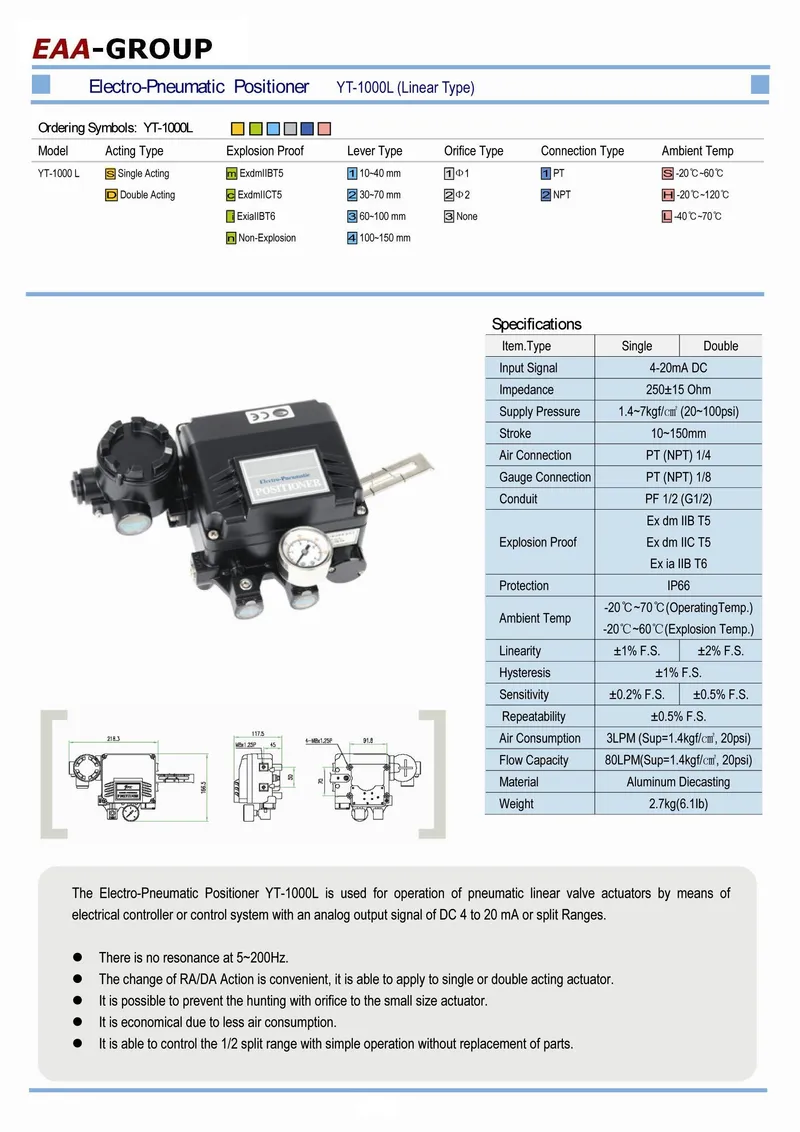 Rotary Type Pneumatic Valve Positioner for Ball Valve