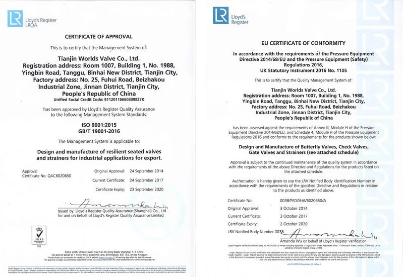 API609 Double Flanged Butterfly Valve with Ce ISO Wras Acs Approved