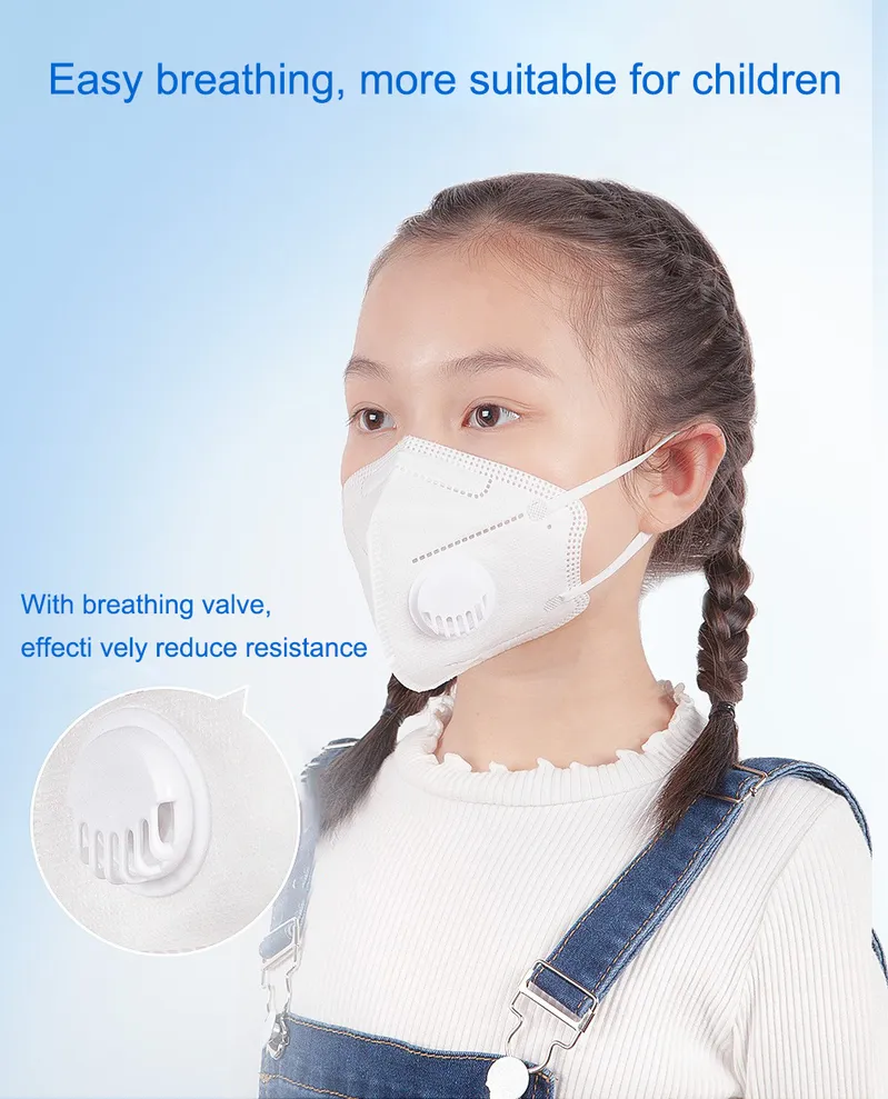 Kids Use Valve Folding Type Colorful Disposable Protective 4ply KN95 Face Mask with Valve