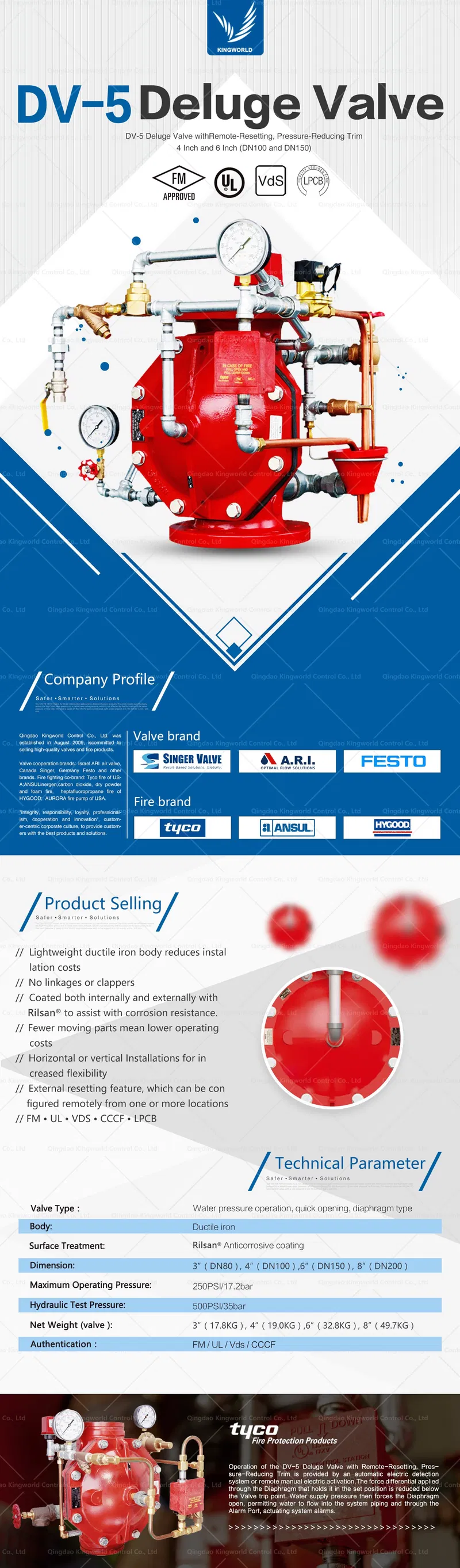 Nfpa Wet Alarm Tyco DV-5 Deluge Valve Price