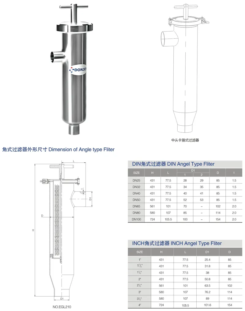 Stainless Steel Clamped Micropre Sanitary Filter with Sample Valve