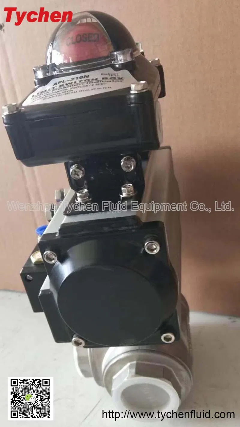 3 Way Pneumatic Ball Valve with Solenoid Valve, Limit Switch Box