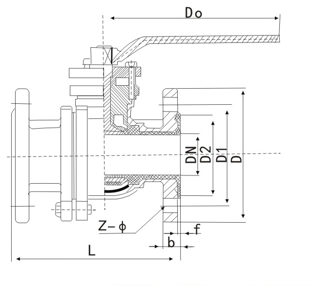 Three Ways Ball Valve Lined PTFE/FEP/PFA Three-Ways-Ball Valve