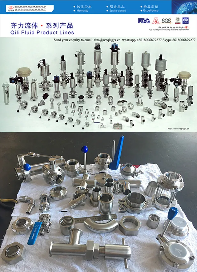 SS304/316L Sanitary Stainless Steel Pneumatic Butterfly Valve