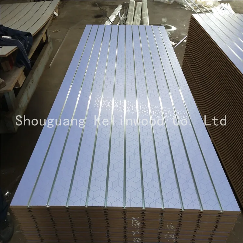 18mm Melamine Slotted MDF, Slats Wall, Grooved MDF for Wall Decoration