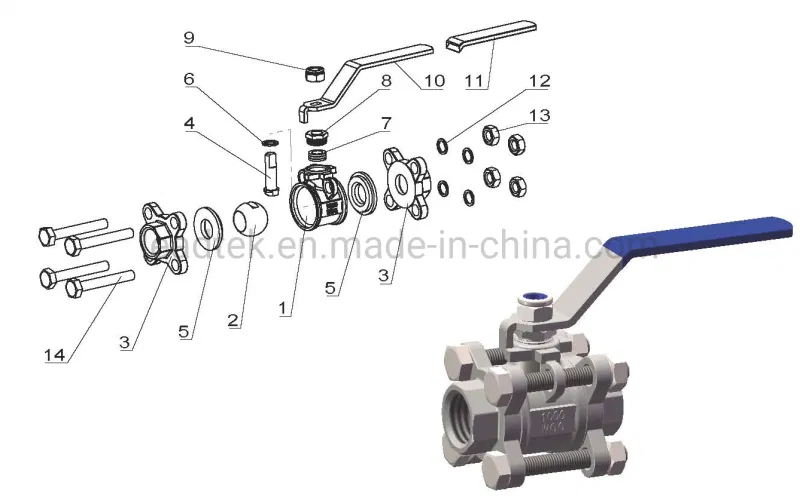 Ss Stainless Steel Threaded Ball Valve 1000wog