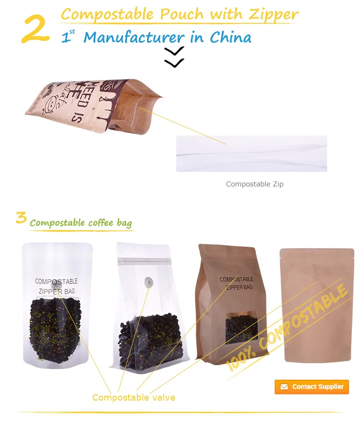 Square Bottom Recycled Coffee Plastics Bag with One Way valve