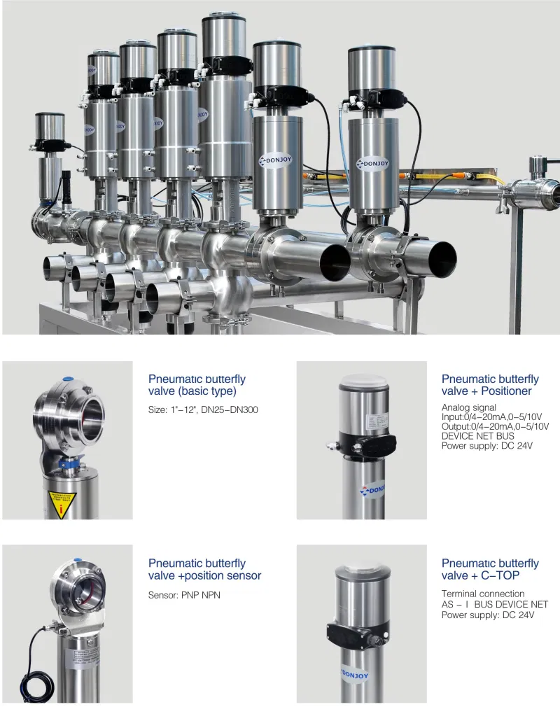 Manual Type Sanitary Wafer Butterfly Valve with Solenoid Valve