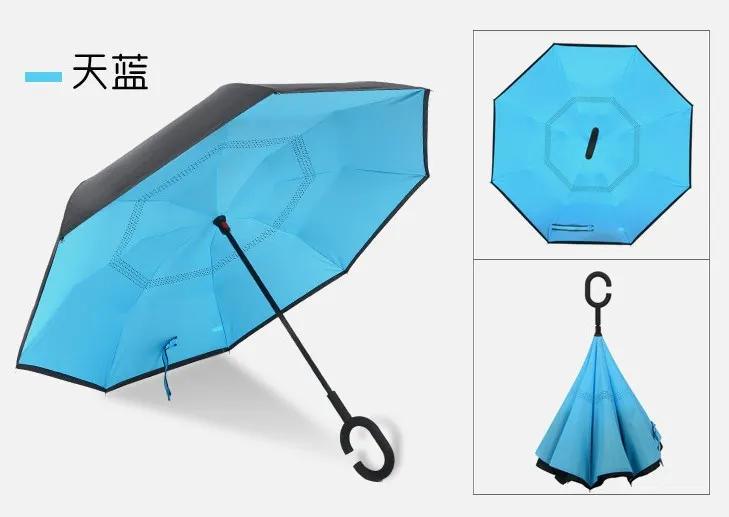 Custom Logo Advertising Umbrella Hands-Free Umbrella Double-Layer Reverse Umbrella