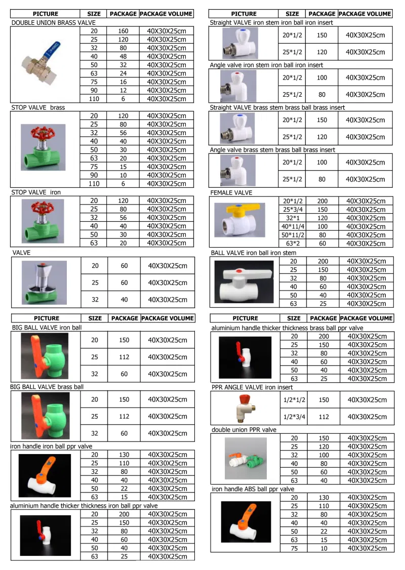 Hb-5003 Wholesale PP-R Valve 2 Ball Valve 6 Ball Valve for Plumbing