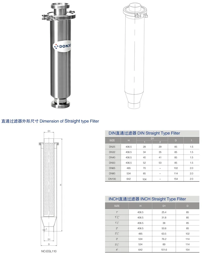 Stainless Steel Clamped Micropre Sanitary Filter with Sample Valve