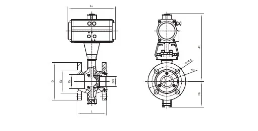 Pneumatic Actuated Wafer V-Type Stainless Steel Ball Valve