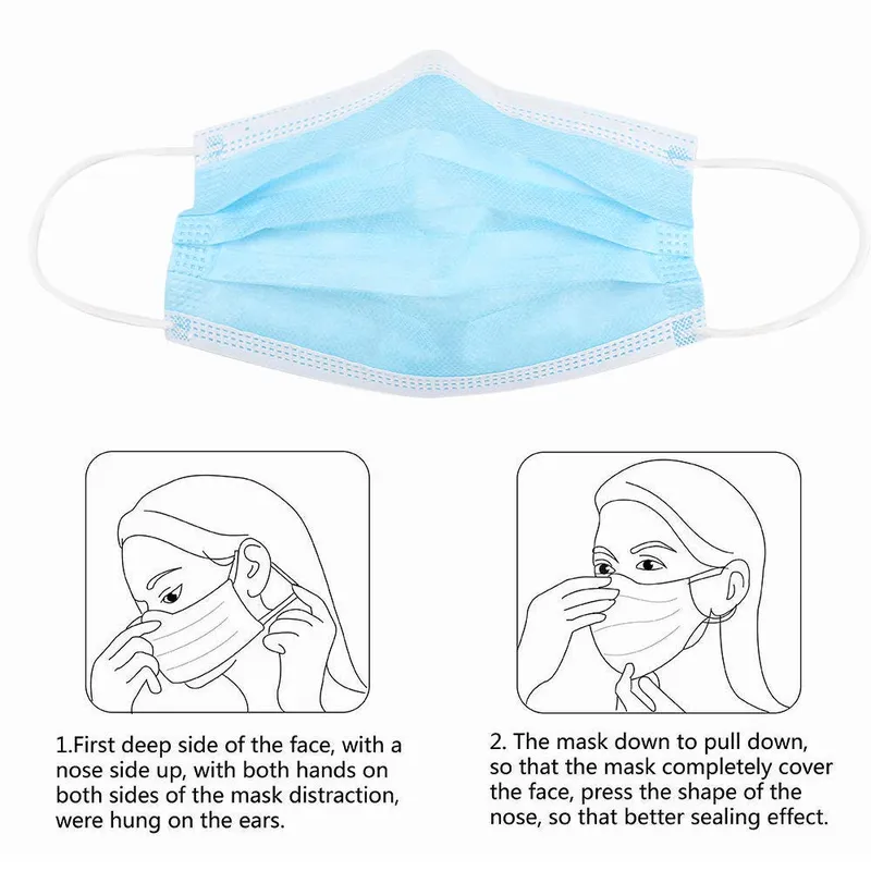 Disposable Face Protective Masks with 3ply Elastic Ear Loops Comfort