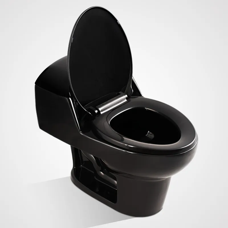 Chaozhou Factory Black Color S-Trap One Piece Toilet for Panama