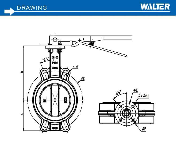 Hand Operated Wafer Connected Butterfly Valves