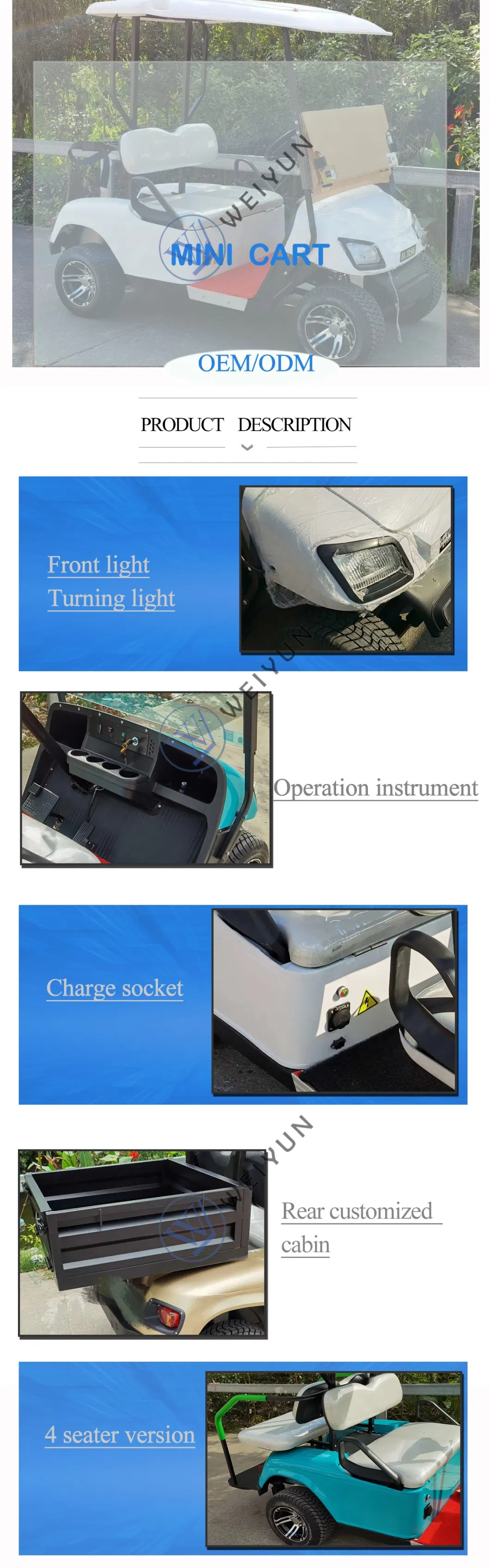 off Road Golf Carts Golf Buggy 4 Seats for Hotel Travel