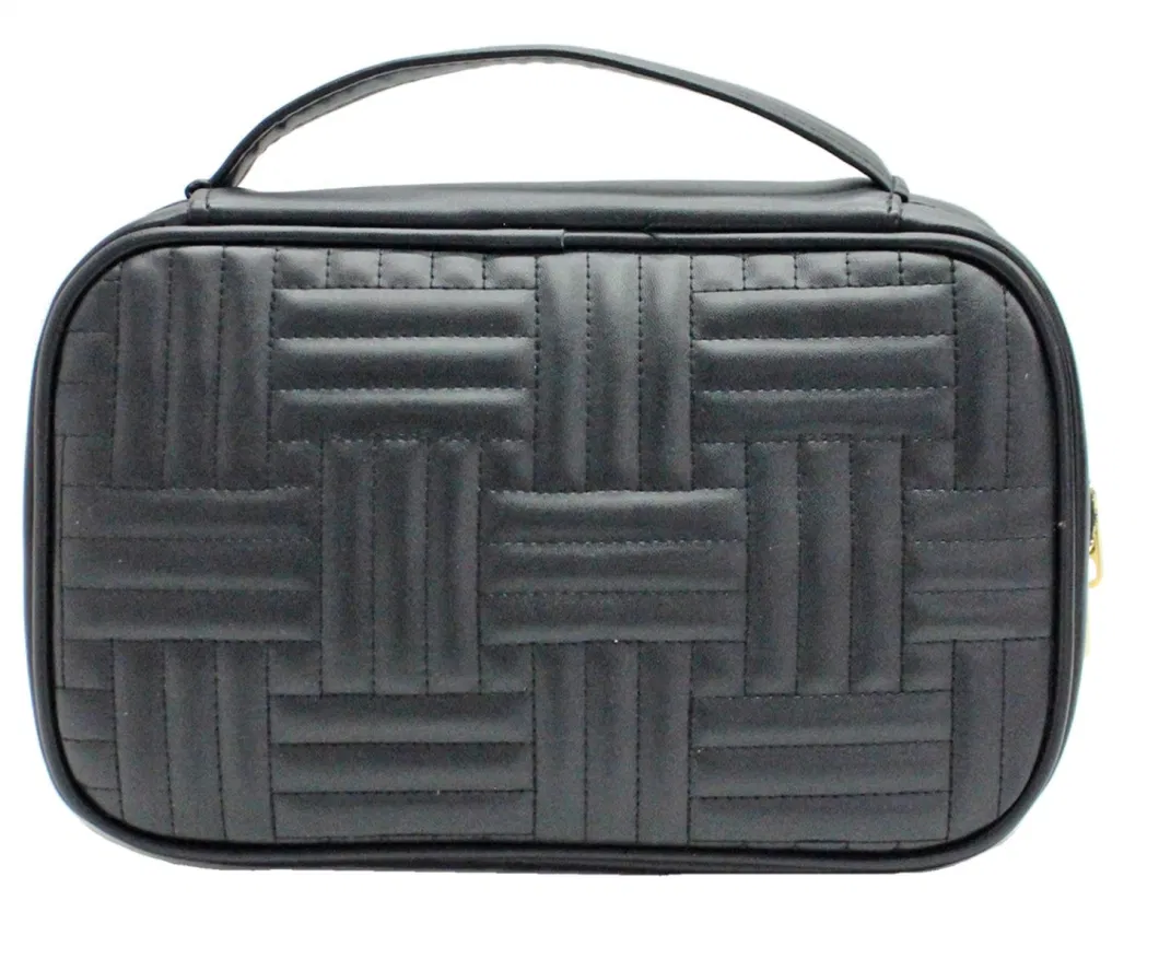 Custom Logo Leather Luxury Travel Jewelry Zipper Case Storage Lady Cosmetic Bag