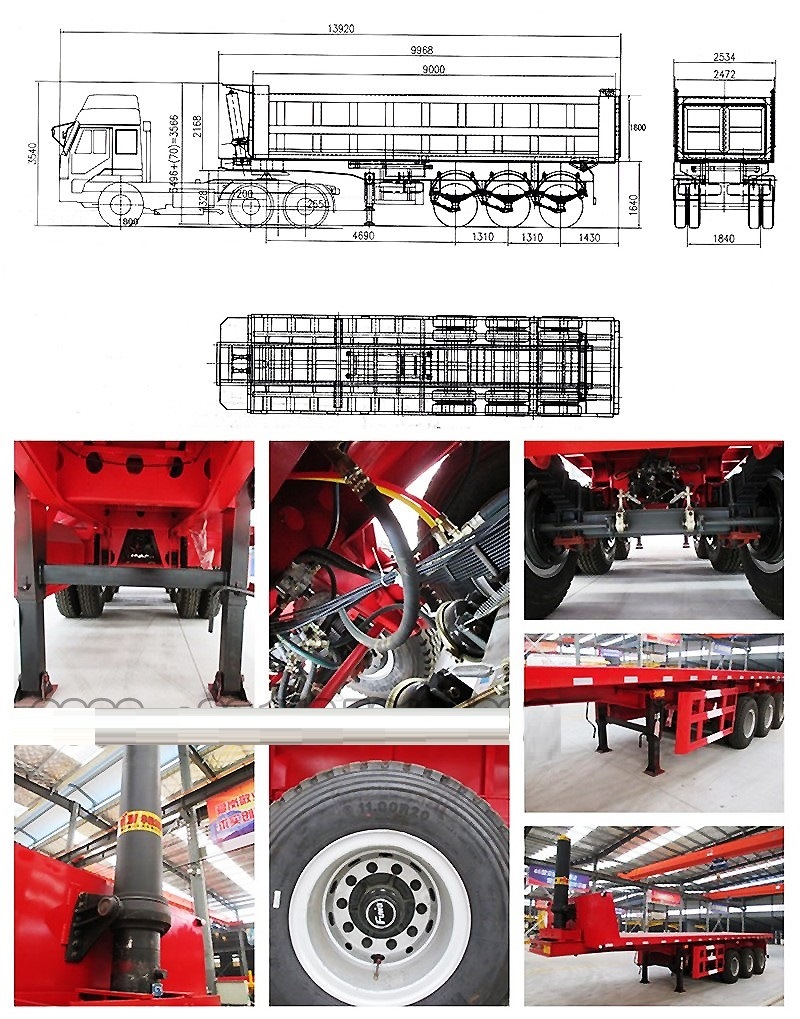 4axles U-Shape Dump Truck Trailers Tipper Semi Trailer Self Discharge Tipping Trailers
