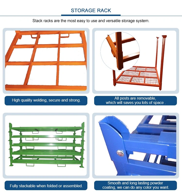 Metal Foldable Rack Logistic Stacking Pallet Rack Steel Stacking Shelves