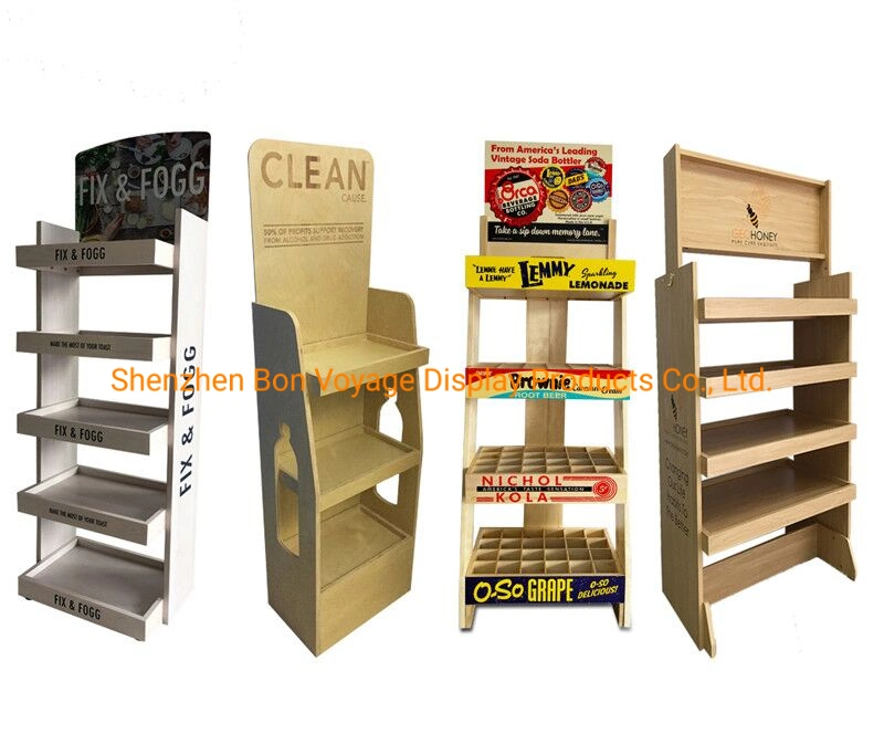 Supermarket Wooden Wine Rack Retail Shelf Energy Drink Display Stand